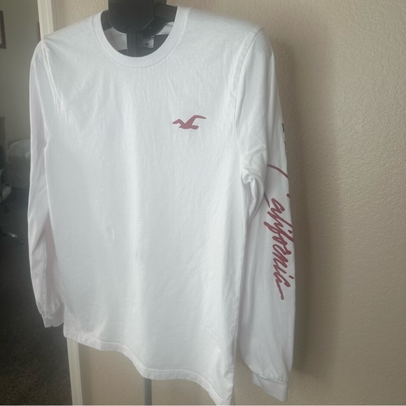 Hollister Men’s White Long Sleeve T-Shirt - Size Medium - Picture 3 of 6